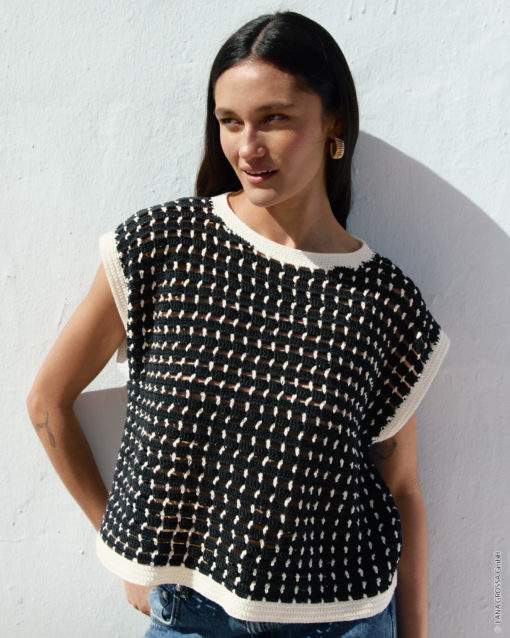 Strickset Top Im Stäbchen-Karomuster Aus Elastico Von Lana Grossa
