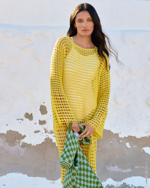 Strickset Kleid Im Gittermuster Aus Alta Moda Cotolana Von Lana Grossa