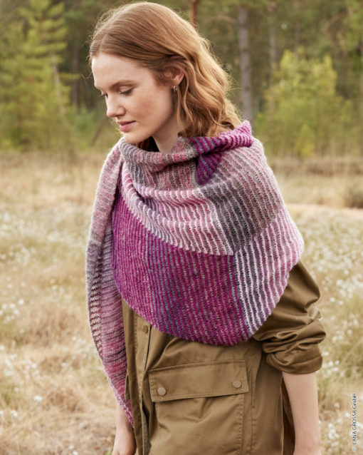 Strickset Dreieckstuch Mit Mustermix Aus Silkhair Print Und Cashmere 16 Fine Von Lana Grossa