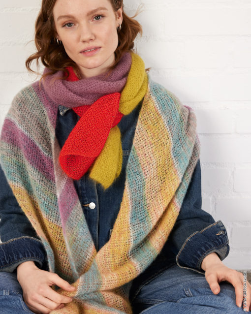 Strickset Stola Aus Silkhair Print Von Lana Grossa