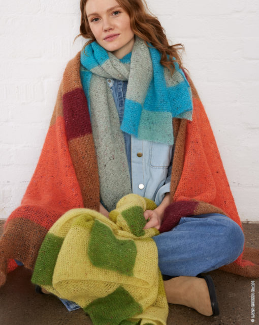 Strickset Tuch Mit Farbmuster Aus Natural Superkid Tweed Von Lana Grossa