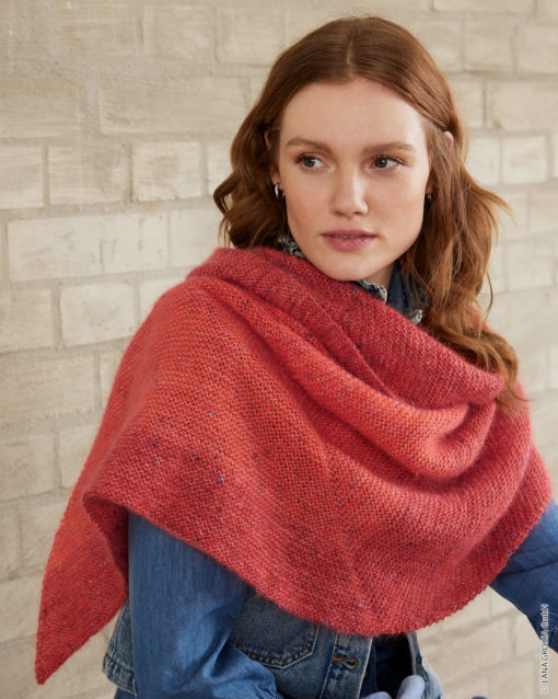 Strickset Asymmetrisches Tuch Aus Merino Lace Aquarell Und Natural Superkid Tweed Von Lana Grossa