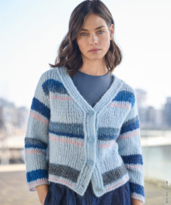 Strickset Jacke Mit Streifen aus Alpaca Air II und Gigante von Lana Grossa