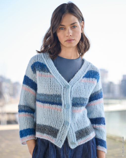 Strickset Jacke Mit Streifen Aus Alpaca Air Ii Und Gigante Von Lana Grossa