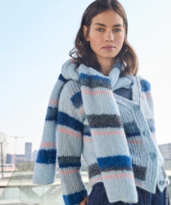 Strickset Schal Mit Streifen aus Alpaca Air II und Gigante von Lana Grossa