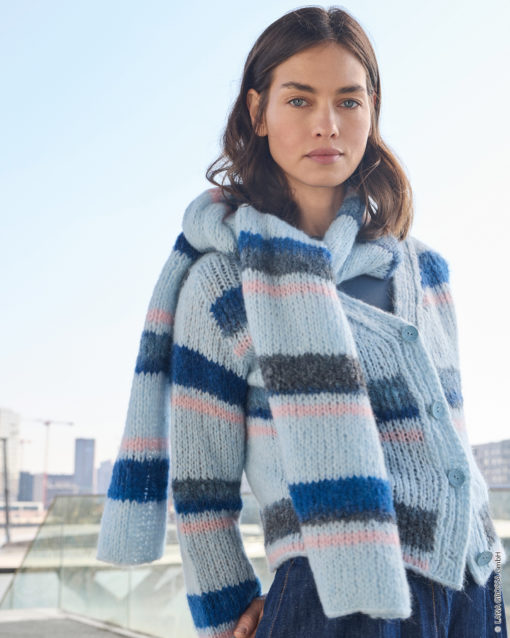 Strickset Schal Mit Streifen Aus Alpaca Air Ii Und Gigante Von Lana Grossa