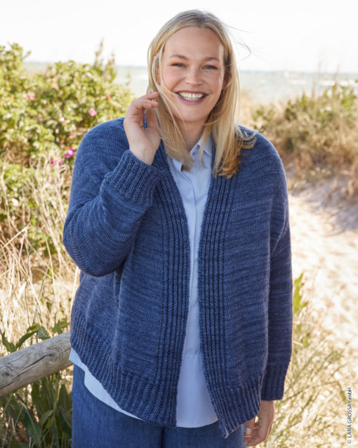 Strickset Jacke Mit Randblenden Aus Cool Wool Vintage Von Lana Grossa