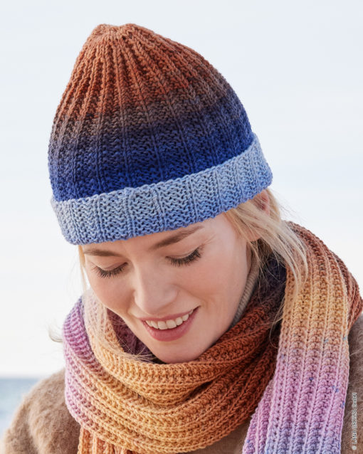 Strickset Mütze Mit Falschem Patentmuster Aus Cool Wool Big Color Von Lana Grossa