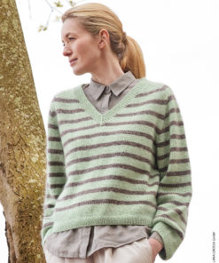 Strickset V-streifenpullover aus Merino Superiore und Silkhair von Lana Grossa