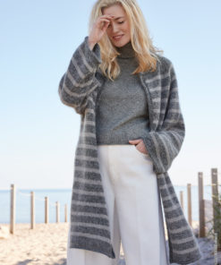 Strickset Lange Top Down Streifenjacke aus Merino Superiore und Silkhair von Lana Grossa