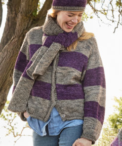 Home 84 Strickset Top Down Blockstreifenjacke Aus Vintage Chunky Von Lana Grossa