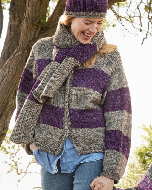 Strickset Top Down Blockstreifenjacke Aus Vintage Chunky Von Lana Grossa