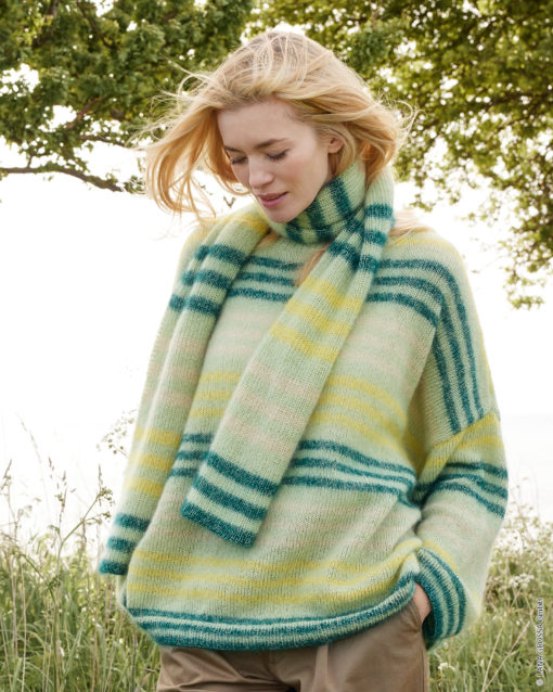 Strickset Oversize-Pullover Mit Streifenmix Aus Cool Wool Lace Und Silkhair Von Lana Grossa