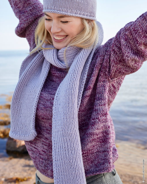 Strickset Schal Glatt Rechts Aus Cool Wool Superbig Uni Von Lana Grossa
