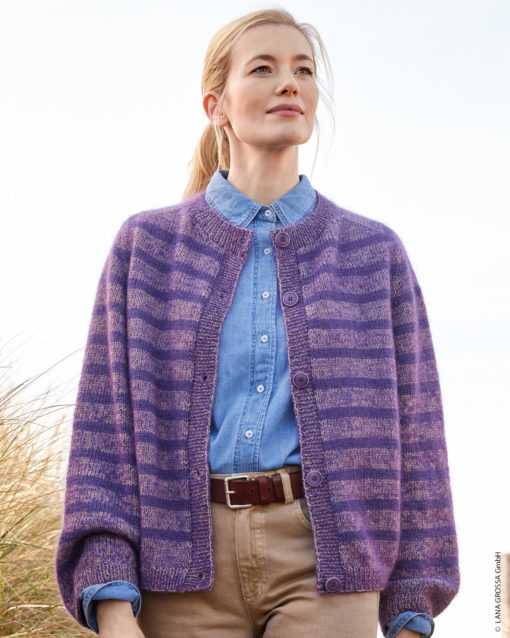 Strickset Top Down Streifenjacke Aus Merino Superiore Und Silkhair Von Lana Grossa