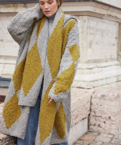 Strickset Oversizemantel Mit Rautenmuster aus Caramella von Lana Grossa
