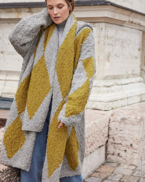 Strickset Oversizemantel Mit Rautenmuster Aus Caramella Von Lana Grossa