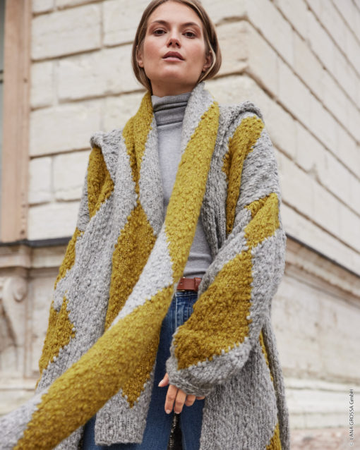 Strickset Schal Mit Rautenmuster Aus Caramella Von Lana Grossa