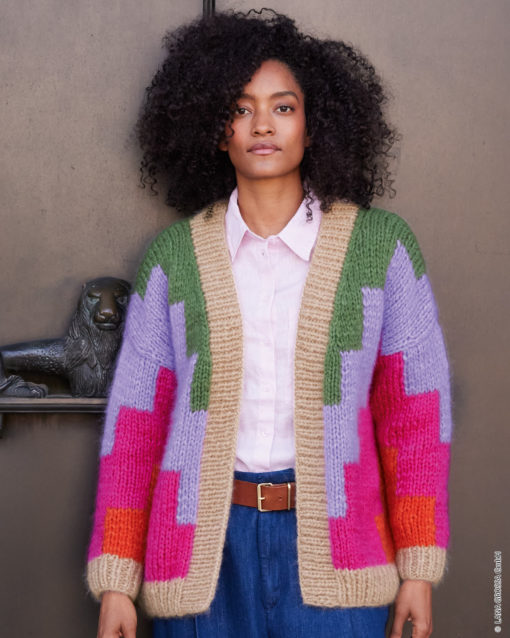 Strickset Cardigan Mit Farbflächen Aus Mohair Di Gio Von Lana Grossa