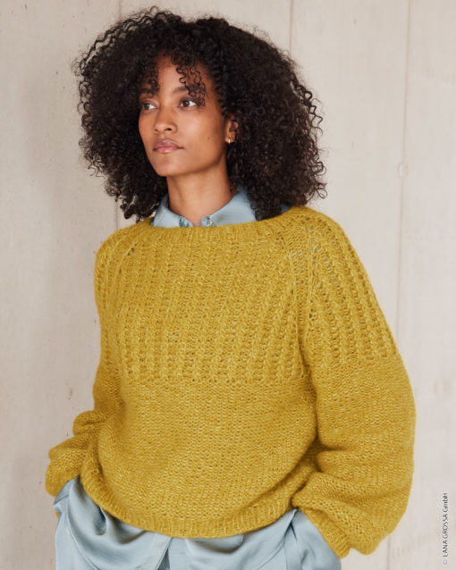 Strickset Top-Down Raglansweater Aus Alpaca Air Ii Von Lana Grossa