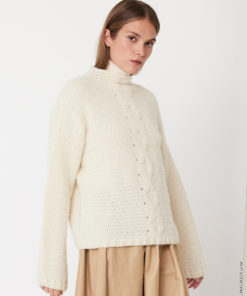 Strickset Häkelpullover Mit Zopfstreifen aus Nebbia von Lana Grossa