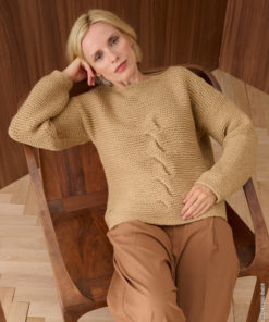 Strickset Pullover Kraus Rechts Mit Zopf aus Alta Moda Cashmere 16 von Lana Grossa