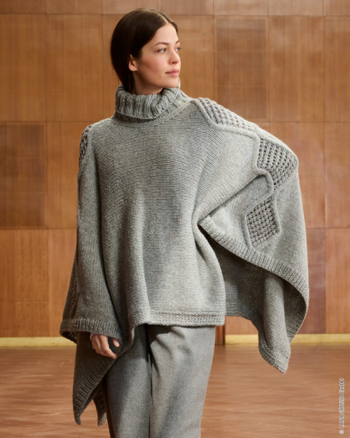 Strickset Poncho Aus Cool Merino Big Und Glamour Von Lana Grossa