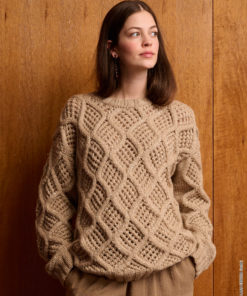 Strickset Pullover Im Rauten-lochmuster aus Cool Merino Big und Glamour von Lana Grossa
