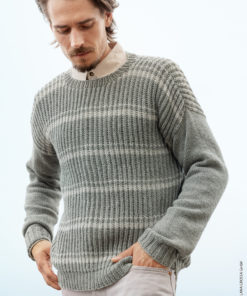 Strickset Pullover Mit Streifen aus Merino Uno von Lana Grossa