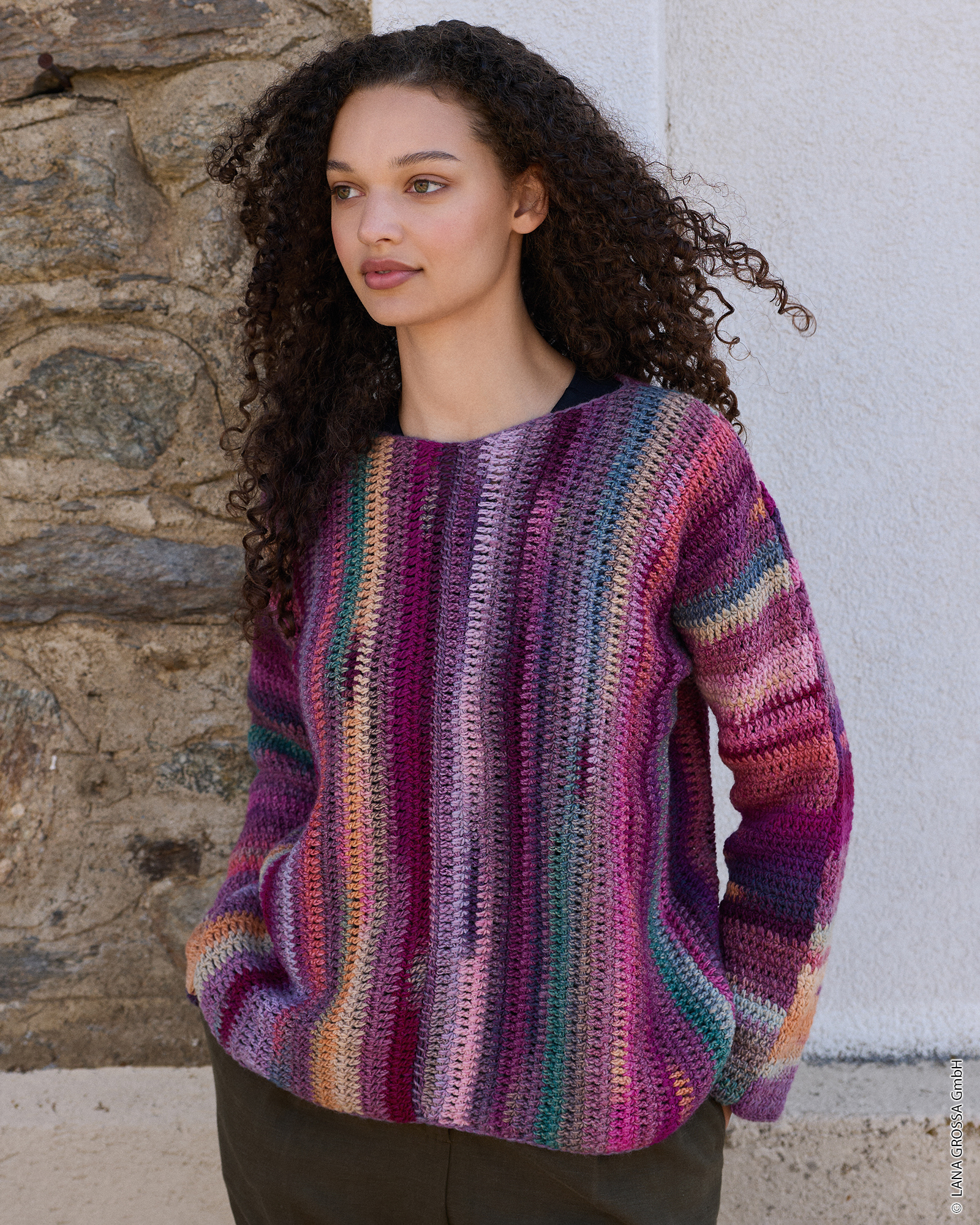 Strickset Pullover Quer Gehäkelt Aus Gomitolo Intenso Von Lana Grossa 1 Strickset Pullover Quer Gehäkelt Aus Gomitolo Intenso Von Lana Grossa