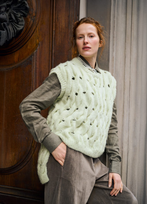 Strickset Zopfmuster-Pullunder Aus Nebbia Von Lana Grossa