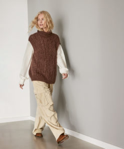 Strickset Zopf-slipover aus Ecopuno und Natural Superkid Tweed von Lana Grossa