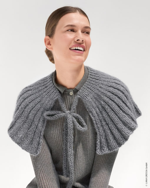 Strickset Cape Mit Bindeband Aus Mohair Di Gio Und Glamour Von Lana Grossa