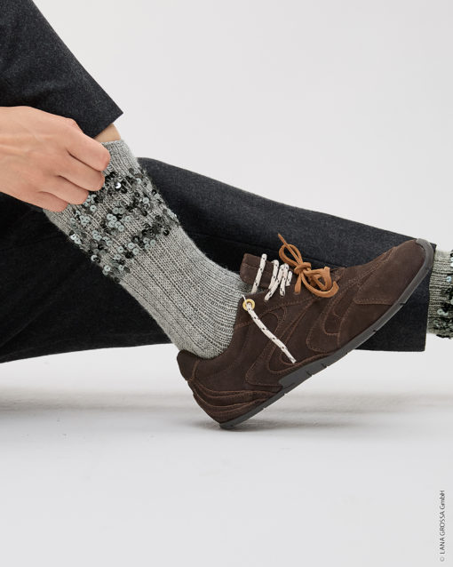 Strickset Socken Mit Streifen Aus Meilenweit 50 Cashmere Und Cosmo Von Lana Grossa
