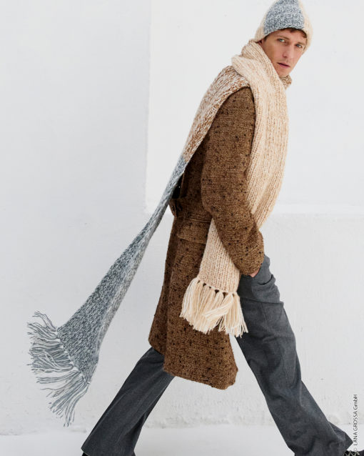 Strickset Schal Mit Blockstreifen Aus Nebbia Von Lana Grossa