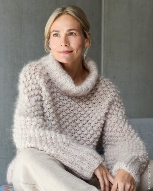 Strickset Rollkragenpulli Im Röschenmuster Aus Mohair Moda Von Lana Grossa