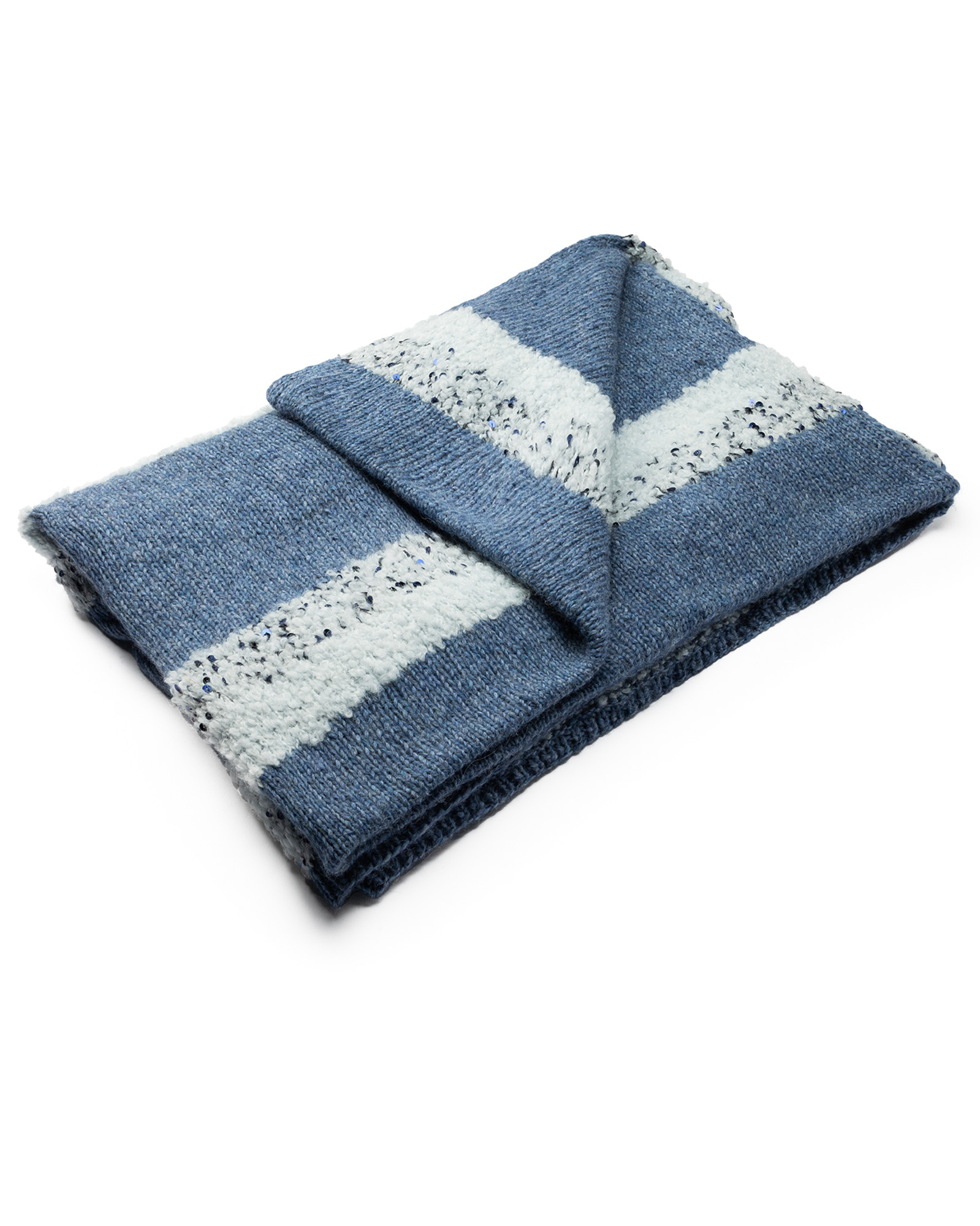 Strickset Decke Glatt Rechts Mit Pailletten Aus Orsetto, Brigitte No. 2 Und Cosmo Von Lana Grossa 2 Strickset Decke Glatt Rechts Mit Pailletten Aus Orsetto, Brigitte No. 2 Und Cosmo Von Lana Grossa – Bild 2