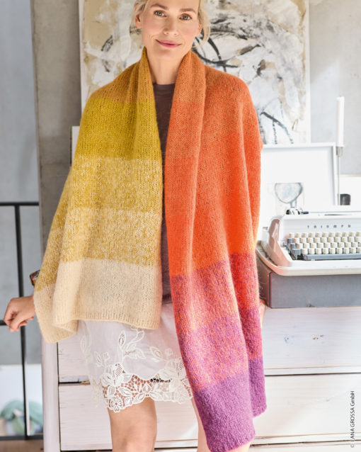 Strickset Stola Glatt Rechts In Streifen Aus Setasuri Von Lana Grossa