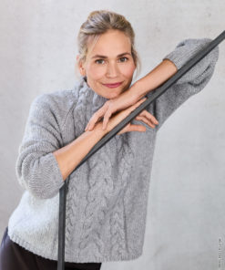 Strickset Raglanpulli Mit Zopfstreifen aus Cool Merino Big von Lana Grossa