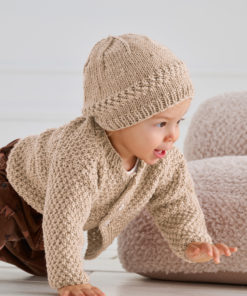 Strickset Mütze Mit Perlmuster aus Cool Wool Superbig Mélange von Lana Grossa