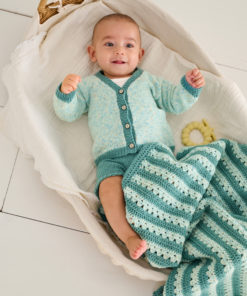 Strickset Decke aus Cool Wool Baby und Cool Wool Baby Print Punto von Lana Grossa