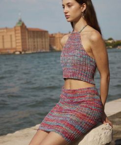 Strickset Neckholdertop aus Footprints von Lang Yarns