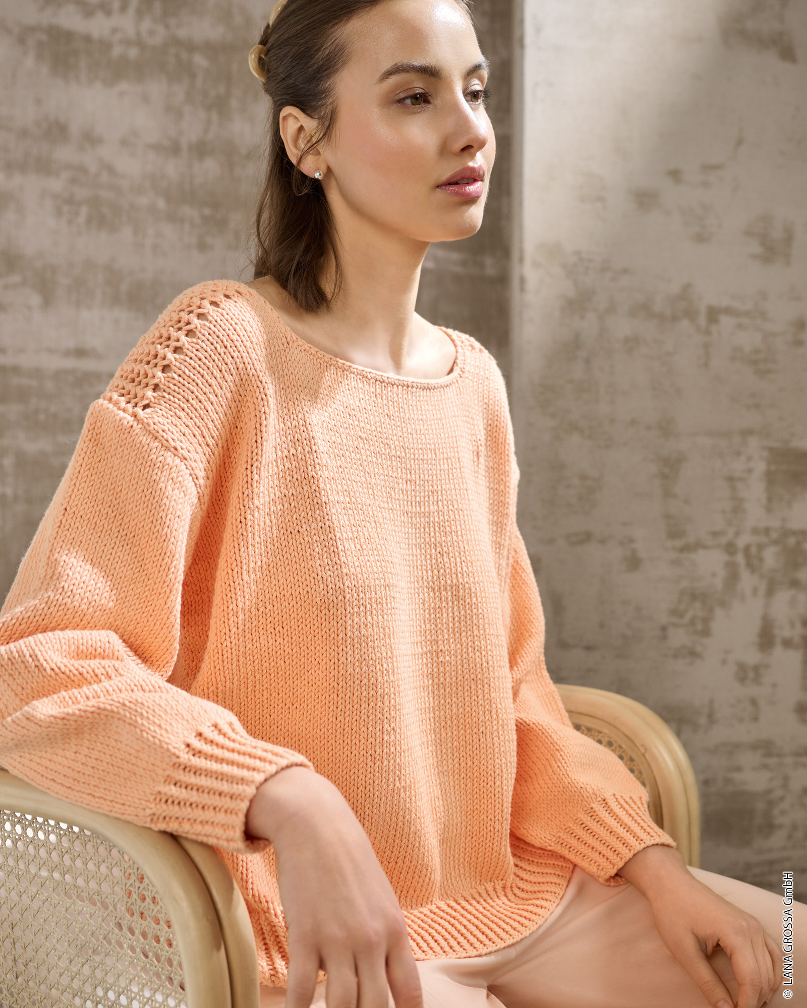 Strickset Pullover Mit Gittermuster Aus Natural Cotton Gots Von Lana Grossa 2 Strickset Pullover Mit Gittermuster Aus Natural Cotton Gots Von Lana Grossa – Bild 2