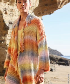 Strickset Jacke Mit Schalkragen Und Fransen aus Cotonella von Lana Grossa