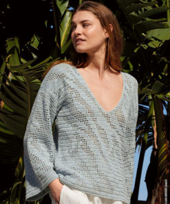 Strickset V-pulli Im Zebramuster In Filethäkelei aus Summer Cashmere von Lana Grossa