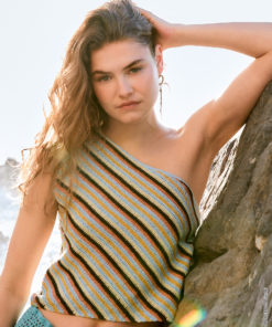 Strickset Asymmetrisches Top In Stäbchen Und Streifen aus Filo Lurex von Lana Grossa