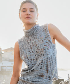 Strickset Top Im Filetmuster Mit Rosenmotiven aus Solo Lino von Lana Grossa