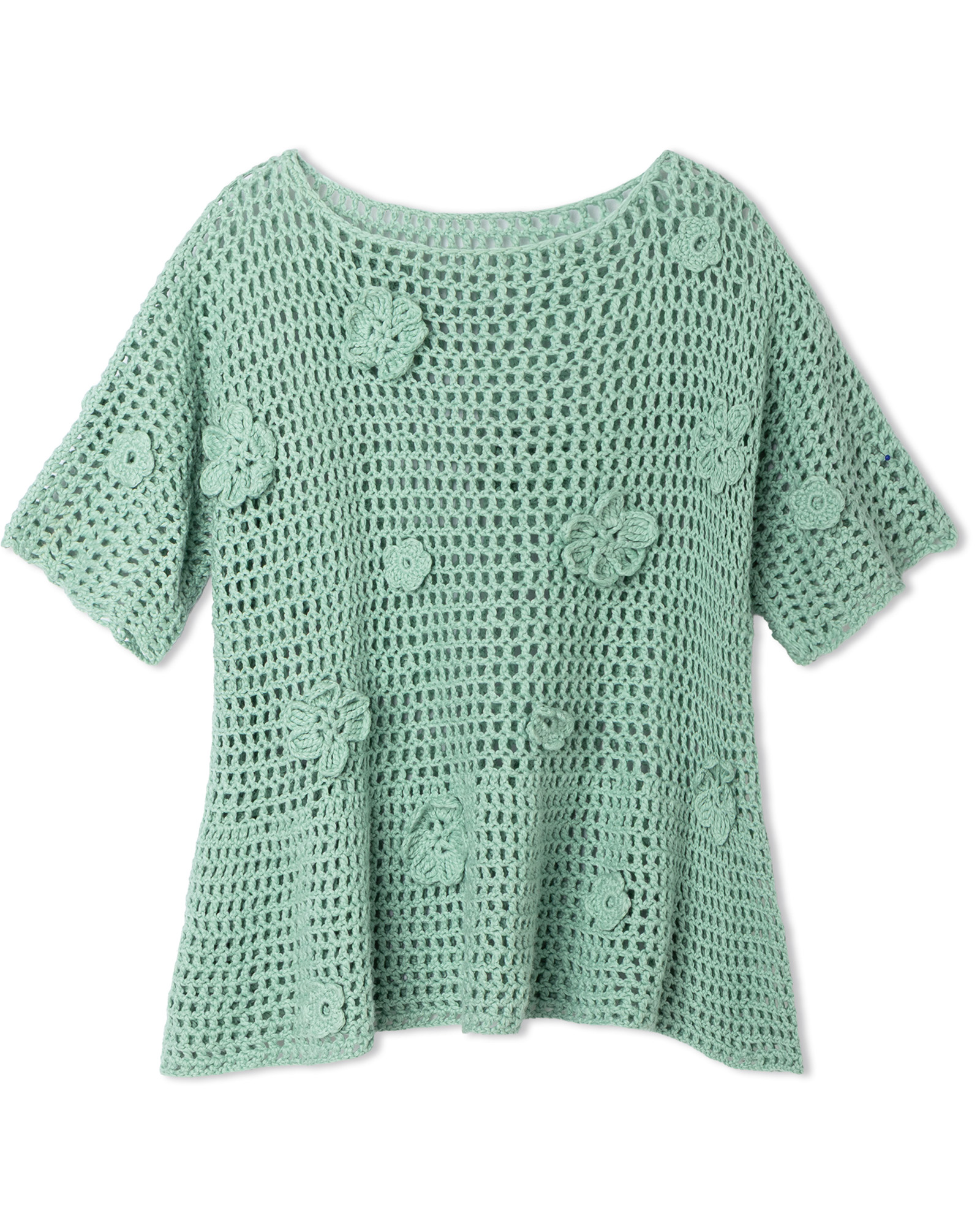 Strickset Shirt Im Filetmuster Mit Blüten Aus Cotonella Von Lana Grossa 2 Strickset Shirt Im Filetmuster Mit Blüten Aus Cotonella Von Lana Grossa – Bild 2