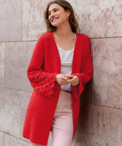 Strickset Cardigan In Stäbchen Mit Bogenlochmuster aus Gioia von Lana Grossa